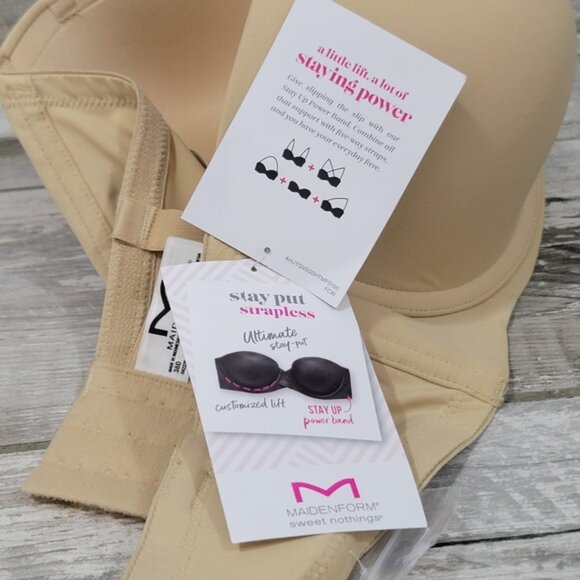 New With Tags 38D Beige/Nude MAIDENFORM Stay Put Strapless Push Up Underwire Bra - Picture 9 of 9
